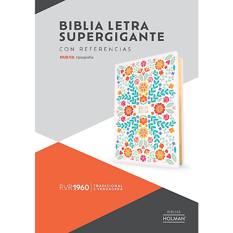 RVR 1960 Biblia letra supergigante edición 2023, floreada símil piel con indice