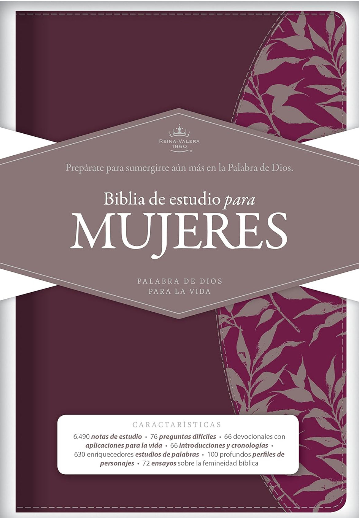 Biblia de Estudio para Mujeres RVR 60/tinto-fucsia, símil piel