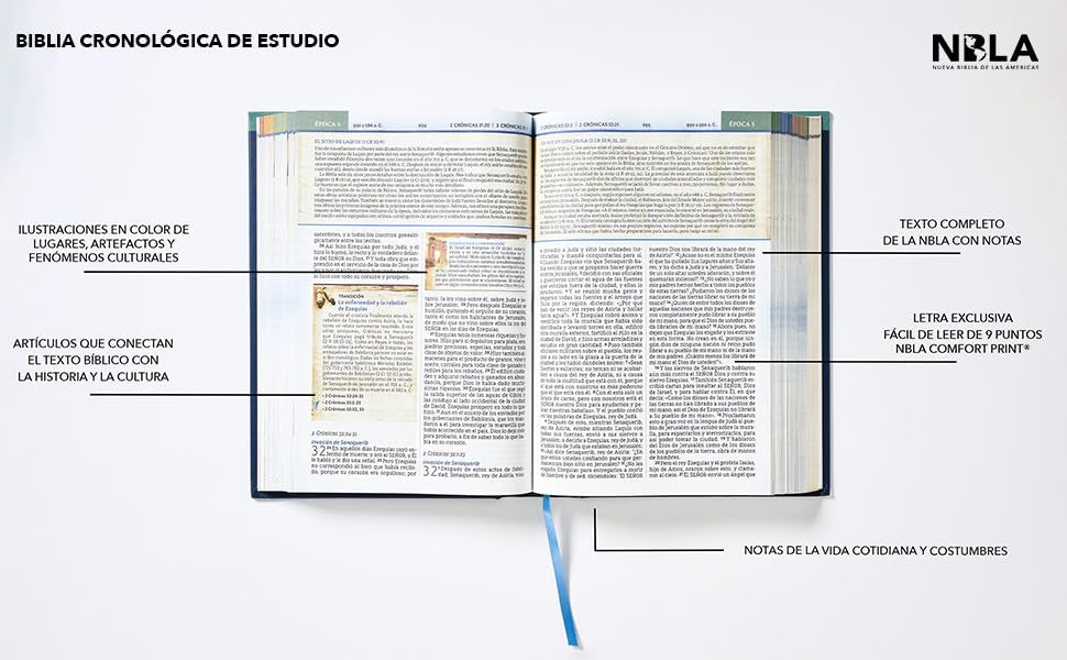 Biblia Cronológica de Estudio Biblico, Tapa dura, Interior a cuatro colores, Comfort Print