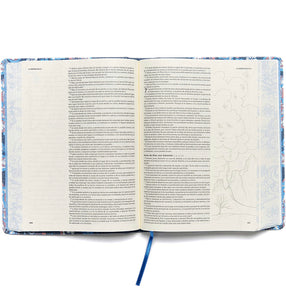 Biblia de apuntes, edición ilustrada, tela en rosada y azul
